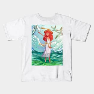 feeding birds Kids T-Shirt